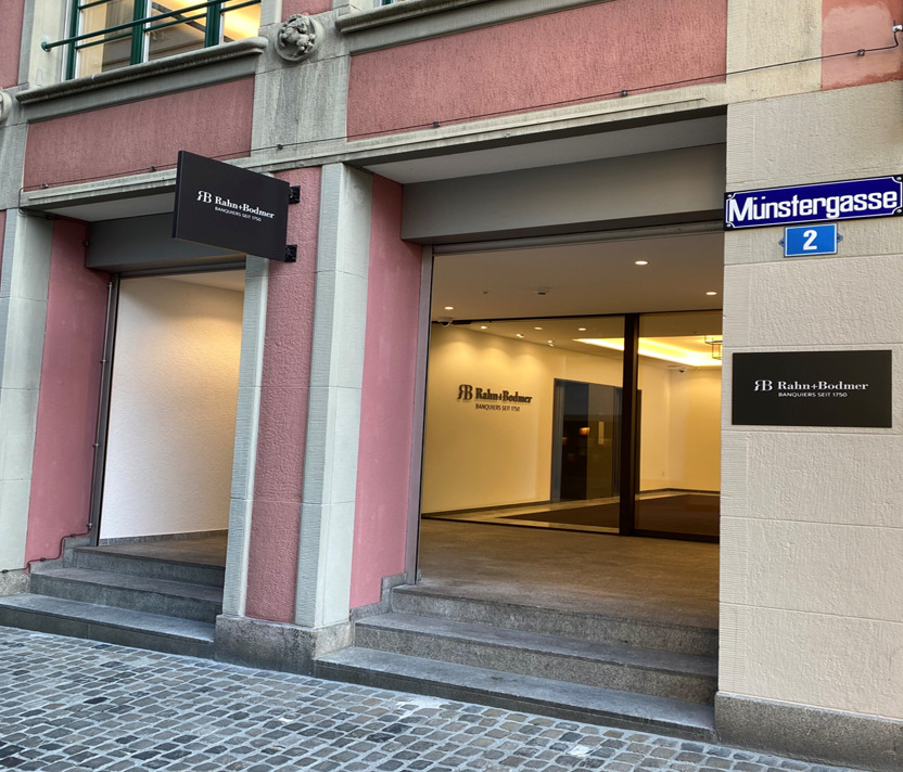 Eingang Rahn+Bodmer in der Münstergasse in Zürich