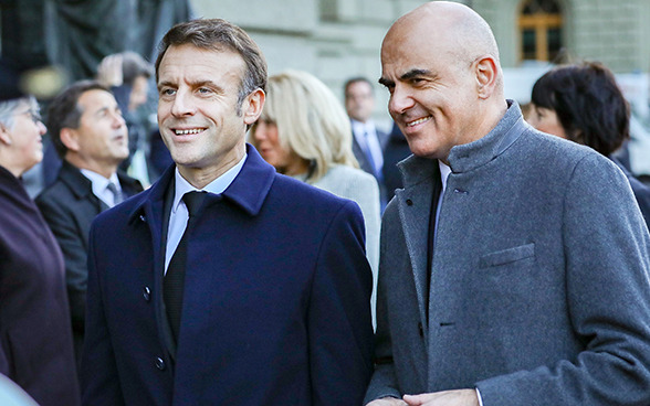 Alain Berset und Emmanuel Macron beim Staatsbesuch in Bern