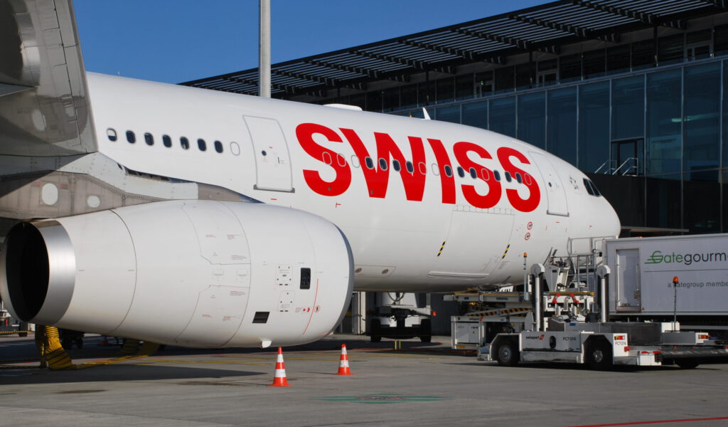 Ein Flugzeug der Swiss