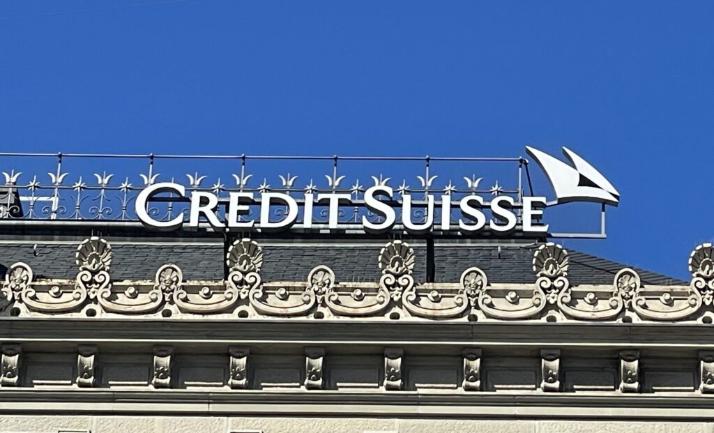 Das Logo der Credit Suisse auf dem Gebäude am Zürcher Paradeplatz