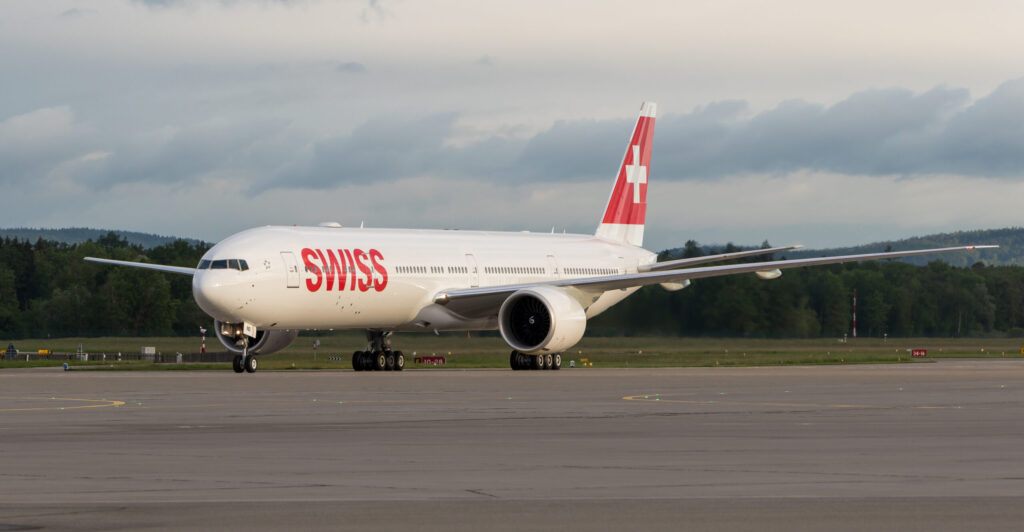 Eine Boing 777 der Swiss