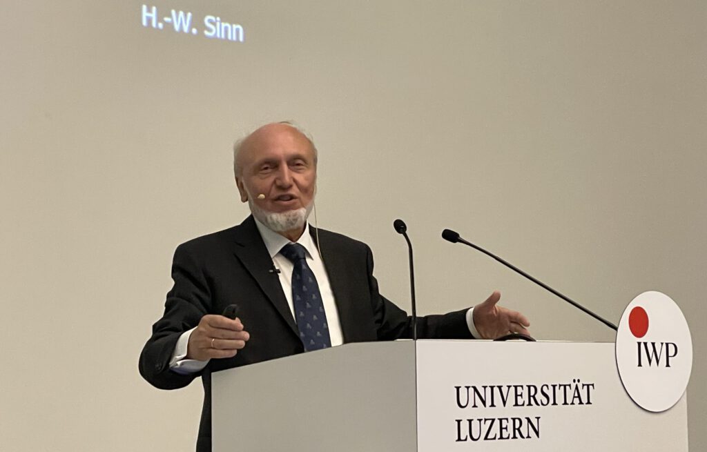 The German economist Hans-Werner Sinn at the University of Lucerne