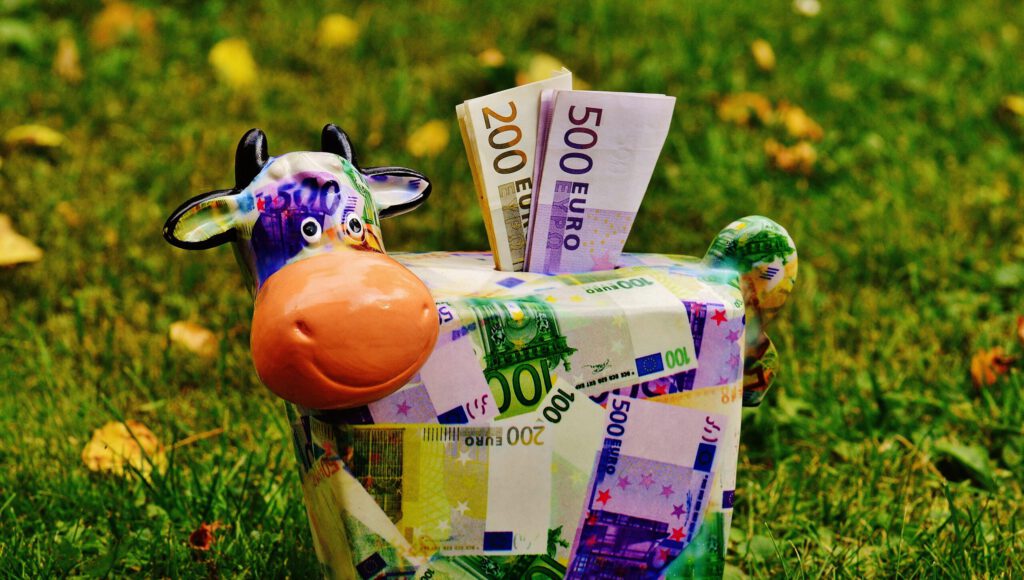 a cow out of money bills