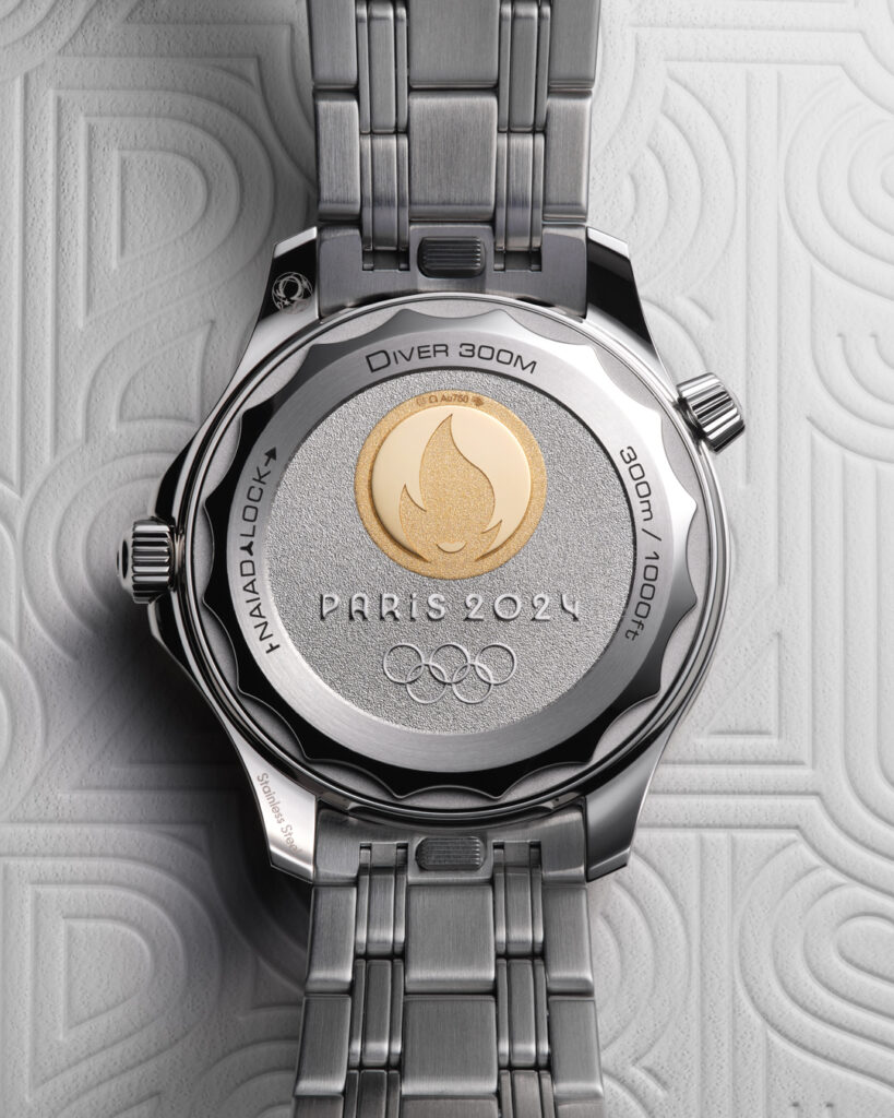 Back side of a Omega watch for Paris2024 