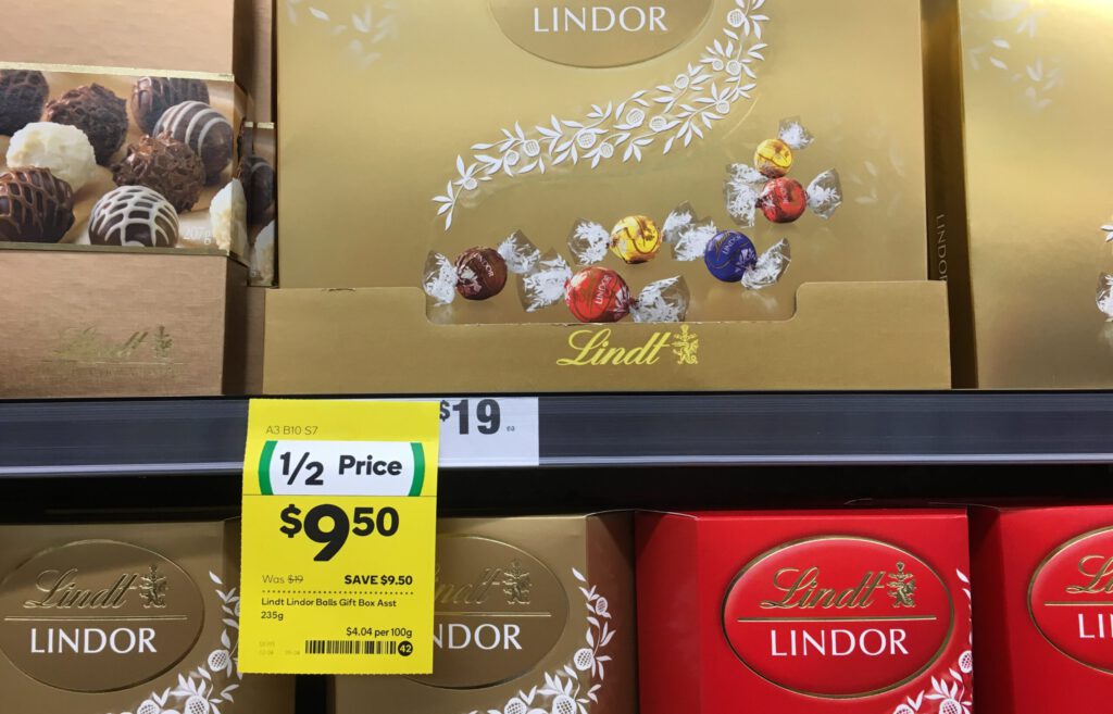 Produkte des Schokoladenkonzerns Lindt & Sprüngli in Australien