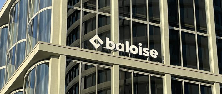 Ein Logo der Baloise am Hauptsitz in Basel