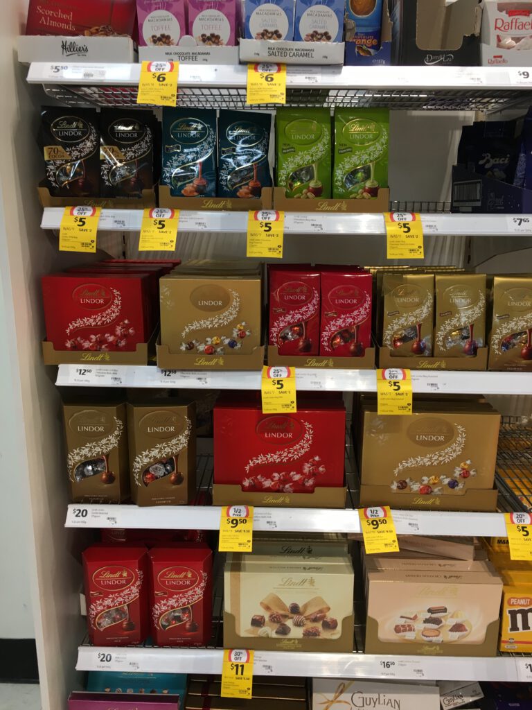 Lindt Schokolade in Australien in Aktion