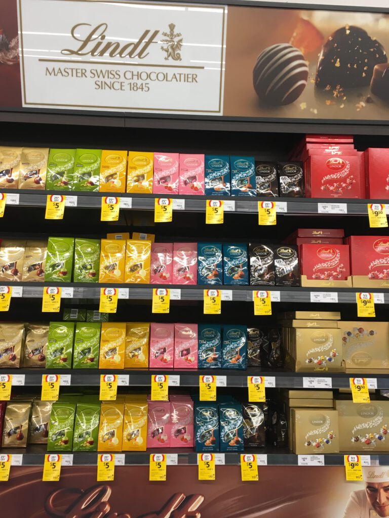 Lindt Schokolade in Australien in Aktion