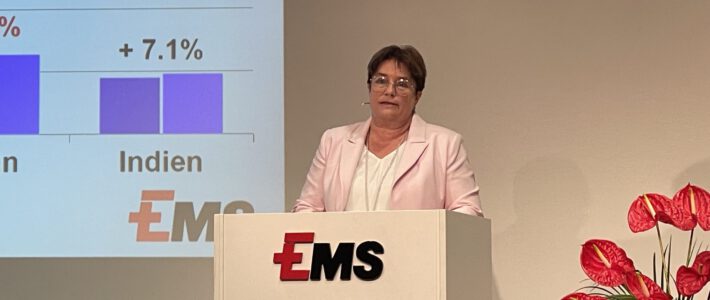 Ems-Chemie-Chefin Magdalena Martullo-Blocher an einer Medienkonferenz in Domat/Ems