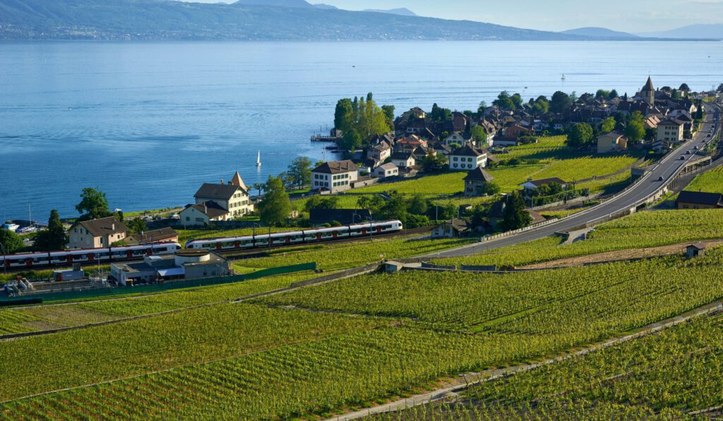 Ein Blick auf Lausanne und den Genfersee