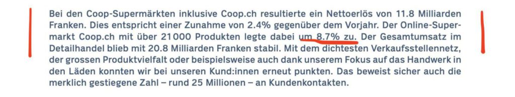 Auszug aus dem Geschäftsbericht 2023 von Coop