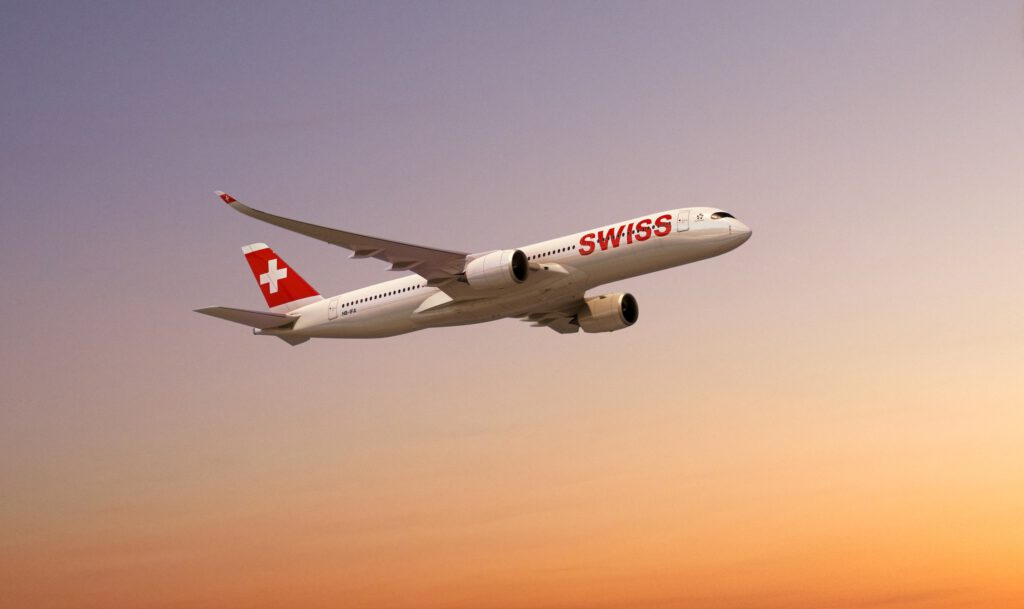 Ein Flugzeug der Swiss