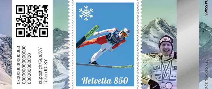 Neue Serie an Krypto-Briefmarken mit Schweizer Wintersportlern