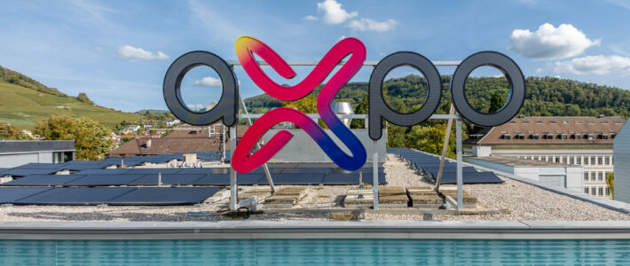 Logo des Axpo-Konzerns auf einem Gebäude