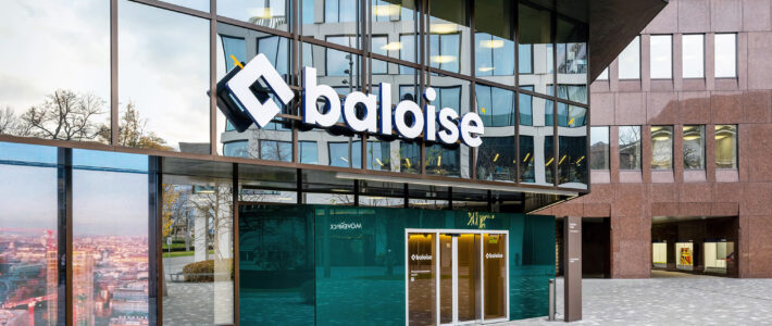 Logo der Baloise an einem Gebäude in Basel