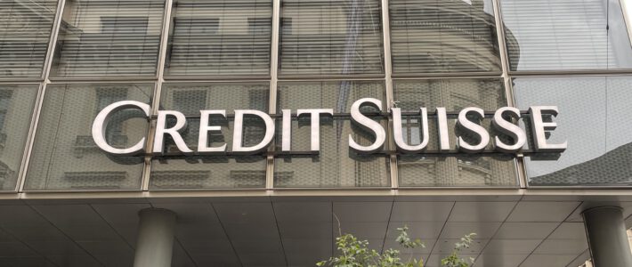 Logo der Credit Suisse an der einstigen Filiale in Basel Bankverein
