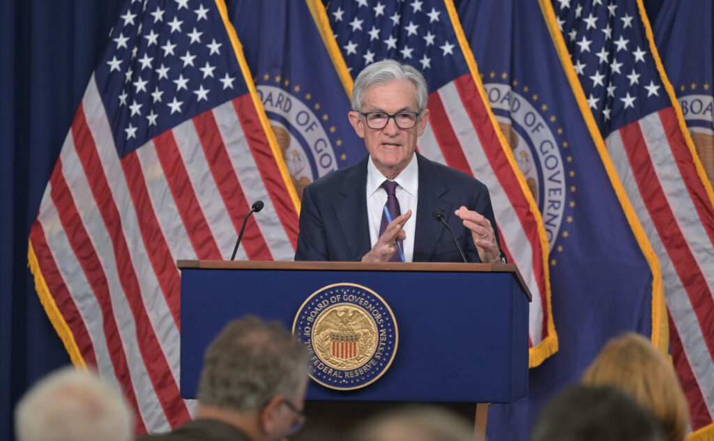 Fed-Chair Jerome Powell an einer Medienkonferenz