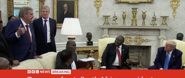 Richemont-Präsident springt seinem Land bei Trump bei Südafrikas Präsident Cyril Ramaphosa bei US-Präsident Donald Trump