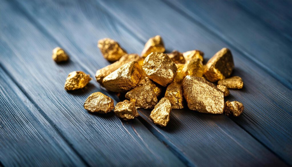 Stücke des Edelmetalls Gold