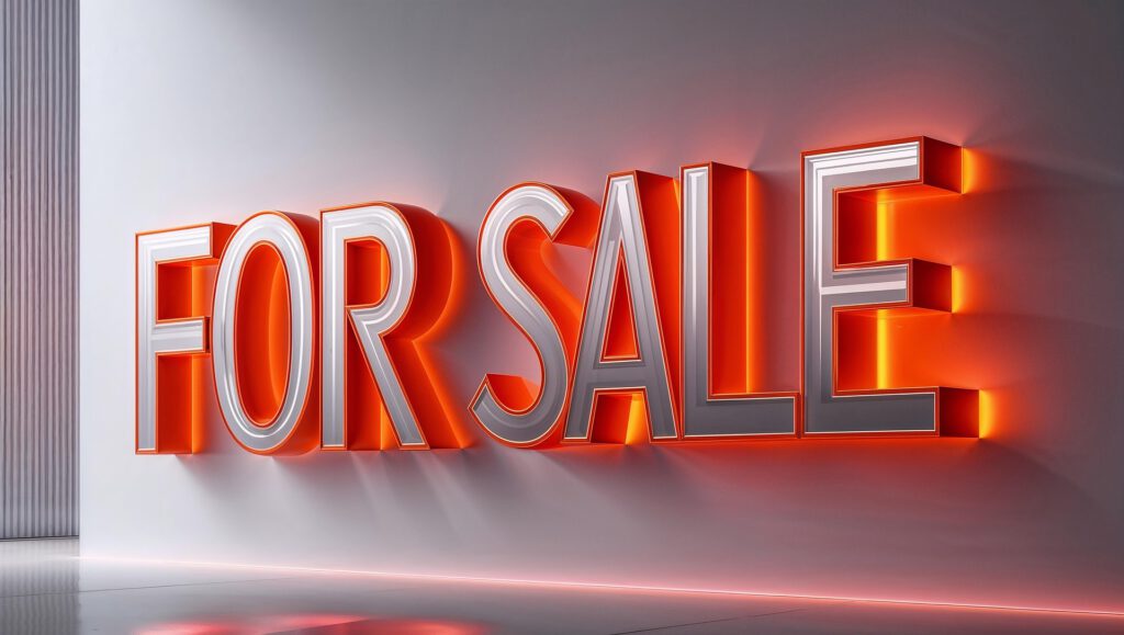 Eine Aufschrift «For Sale» an einer Wand