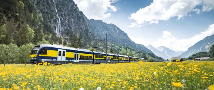 Ein Zug der Berner Oberland-Bahnen