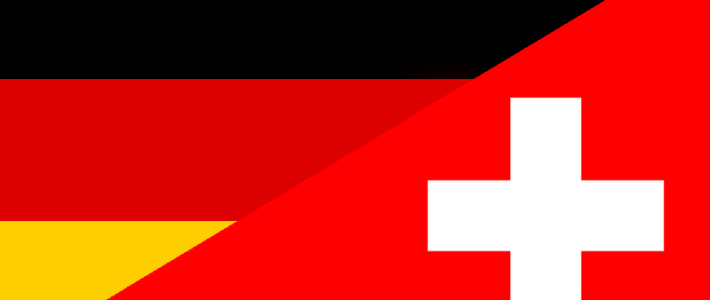 Flaggen von Deutschland und der Schweiz in einer Zusammenstellung
