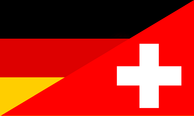 Flaggen von Deutschland und der Schweiz in einer Zusammenstellung