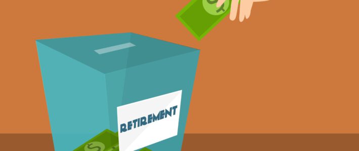 Eine Hand wirft Geld in einen Spartopf für die Pension