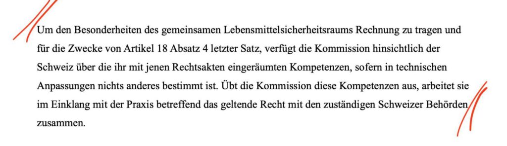 Ein Auszug aus dem Vertragstext Schweiz - EU