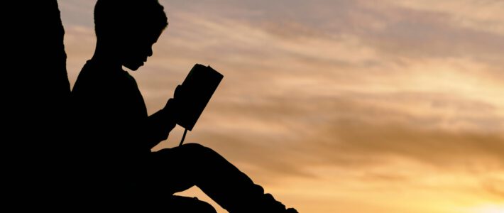 Dumme und arme Schweizer bleiben dumm und arm Ein Kind mit einem Buch an einem Baum in der Abendsonne