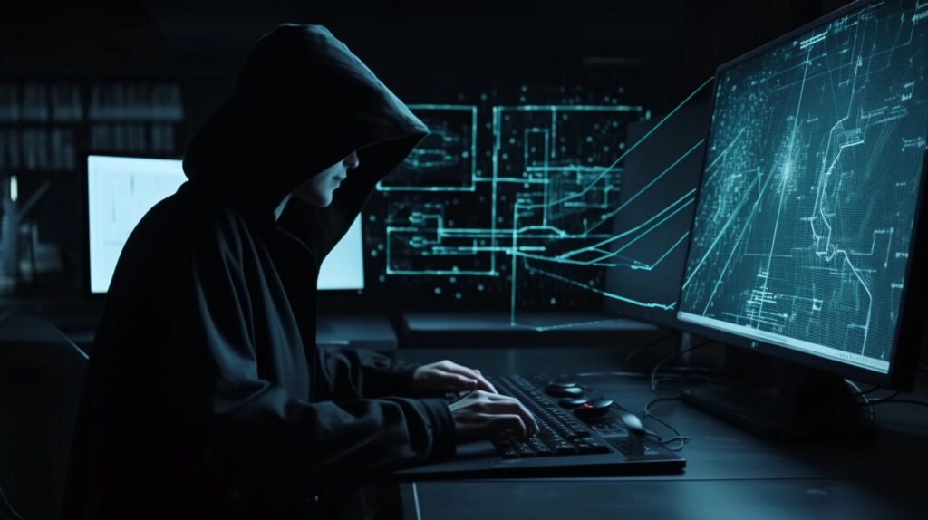 Hacker vor Bildschirmen