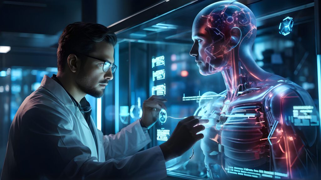 Ein Forscher am digitalen Menschen