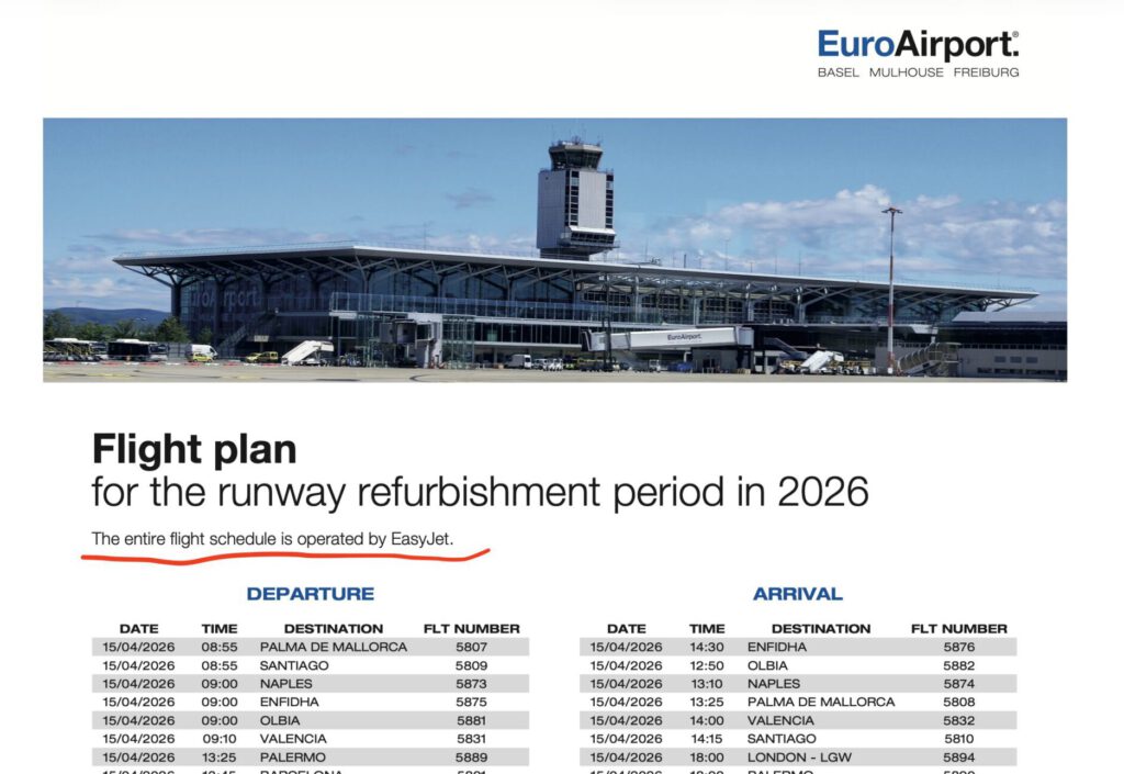 Flugplan für Sanierungsphase am Euroairport