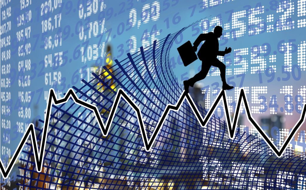 Eine Figur mit Handtasche auf einer Grafik