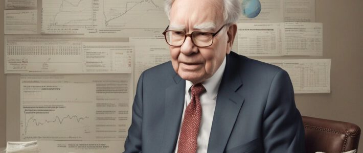 Zeichnung von Warren Buffett mit viel Geld