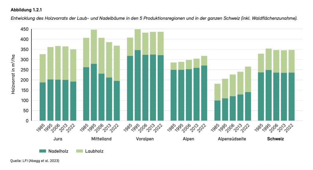 Holzvorräte in Schweizer Wäldern