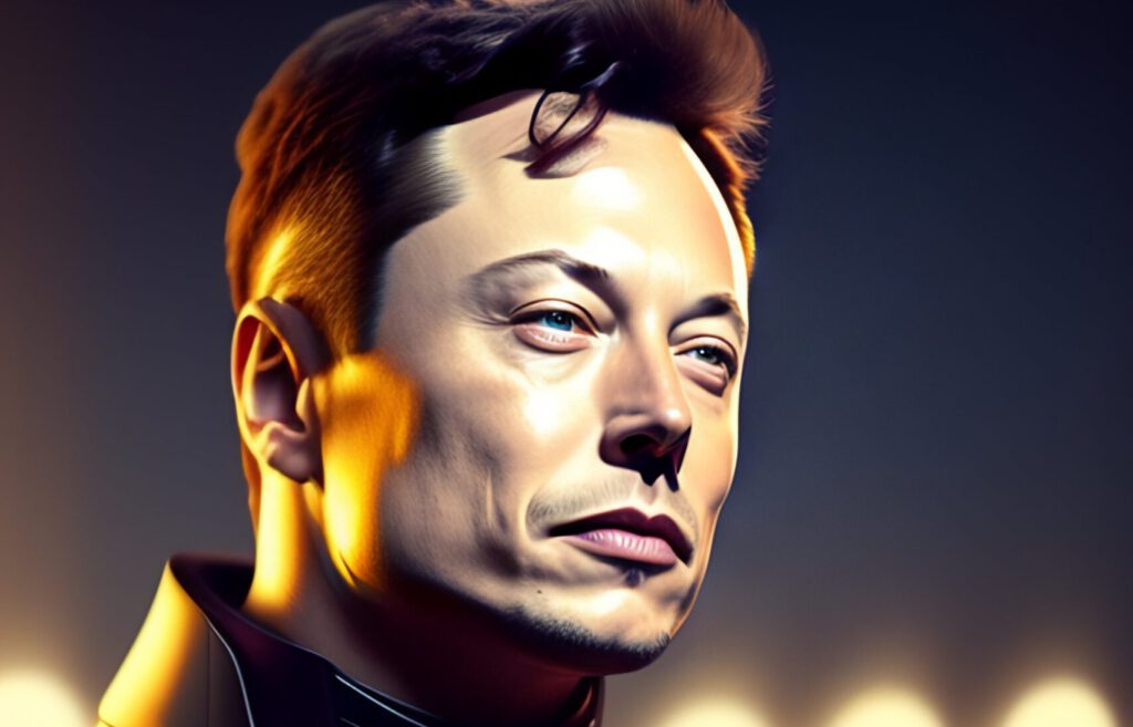 Elon Musk mit futuristischem Anzug