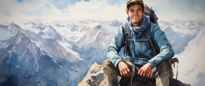 Ein Schweizer beim Bergwandern