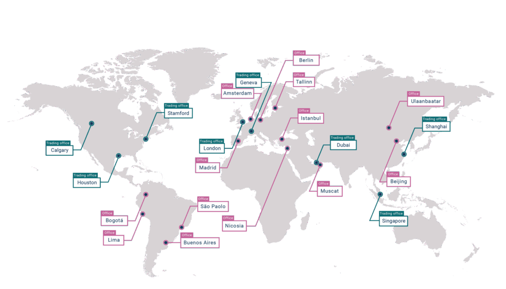 Weltweite Aktivitäten von Gunvor