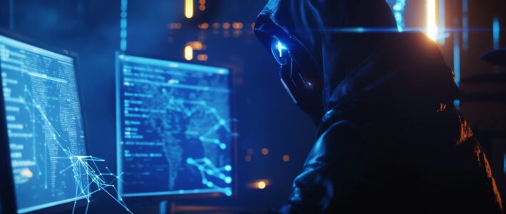 Schweiz zelebriert Schlag gegen Mini-Krypto-Geldwäscher Ein Cyberkrimineller vor zwei Bildschirmen