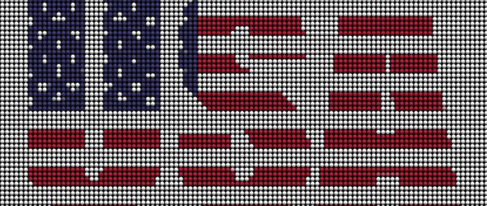 USA erpressen die Schweiz Die Buchstaben USA in Form einer digitalen Flagge