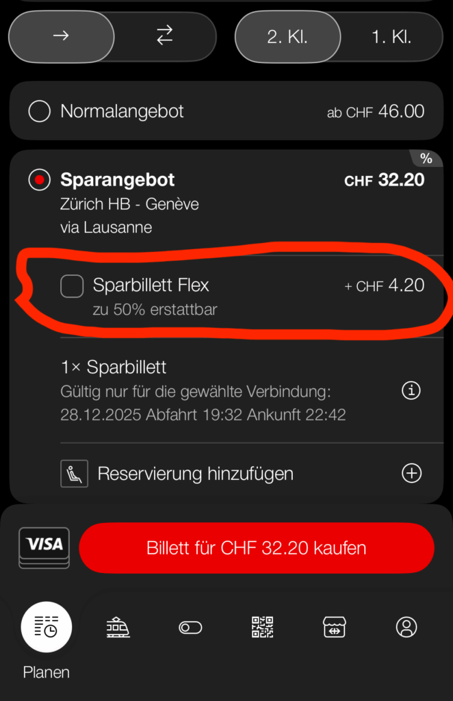 SBB-App mit Sparpreisangeboten