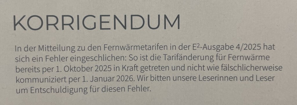 Korrigendum im IWB-Kundenmagazin