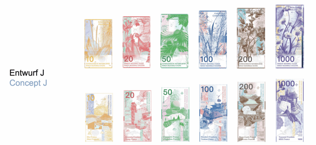 Entwurf neuer Banknoten der Schweiz