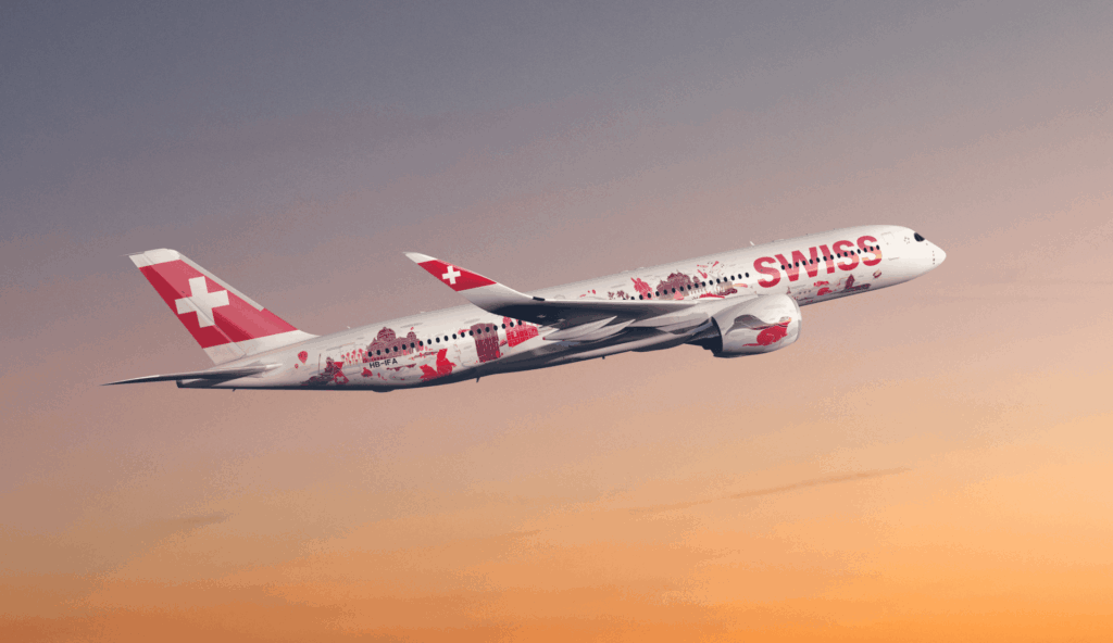 Ein A-350 der Fluggesellschaft Swiss