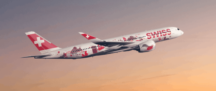 Ein A-350 der Fluggesellschaft Swiss