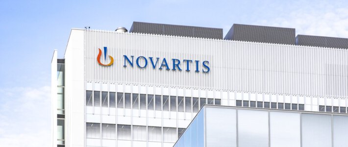 Novartis geht für 2 Milliarden shoppen Logo von Novartis auf dem Campus in Basel