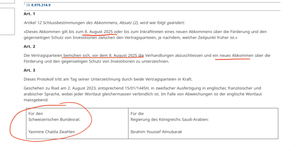 Investitionsschutzabkommen Ende inklusive Unterschriften