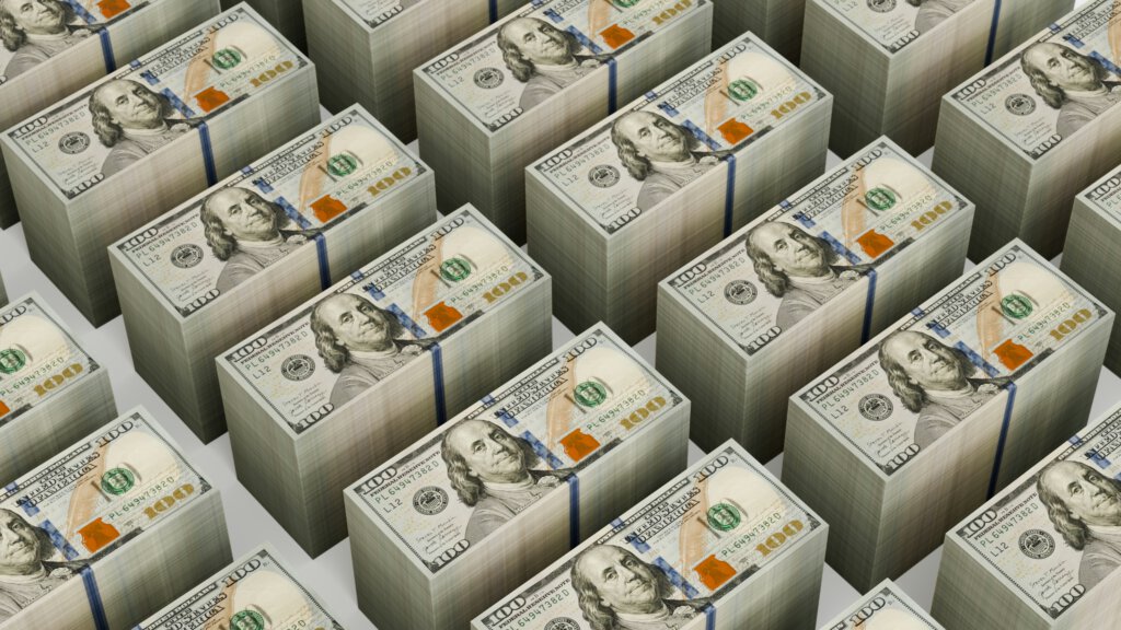 Pakete von Dollar-Noten