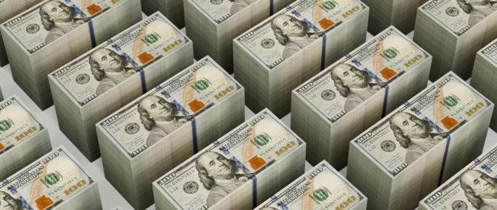 Pakete von Dollar-Noten